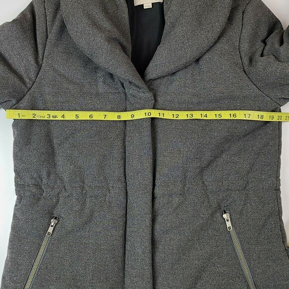 Ann Taylor Loft Puffer Jacket SZ Medium Petite Gray Zip Winter - Picture 3 of 6